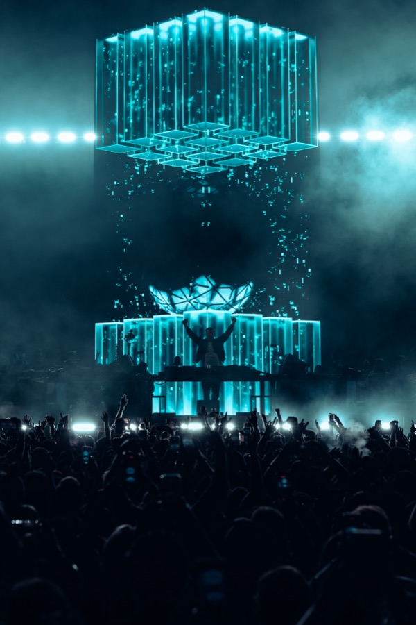 Live performance under colorful stage lights